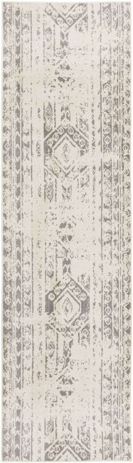 Ivory and Gray 2' 7 x 12' Lennon Runner Area Rug 100% Polypropylene Vintage Distressed Look Modern Contemporary Carpet for Home Decor for Sale at Rug Engine