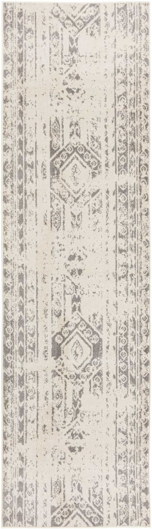 Ivory and Gray 2' 7 x 12' Lennon Runner Area Rug 100% Polypropylene Vintage Distressed Look Modern Contemporary Carpet for Home Decor for Sale at Rug Engine