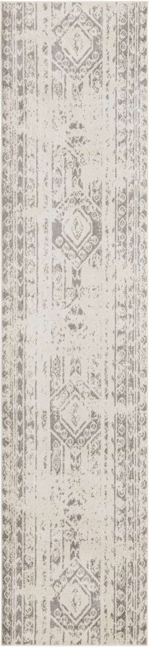 Ivory and Gray 3' 3 x 14' 1 Lennon Runner Area Rug 100% Polypropylene Vintage Distressed Look Modern Contemporary Carpet for Home Decor for Sale at Rug Engine