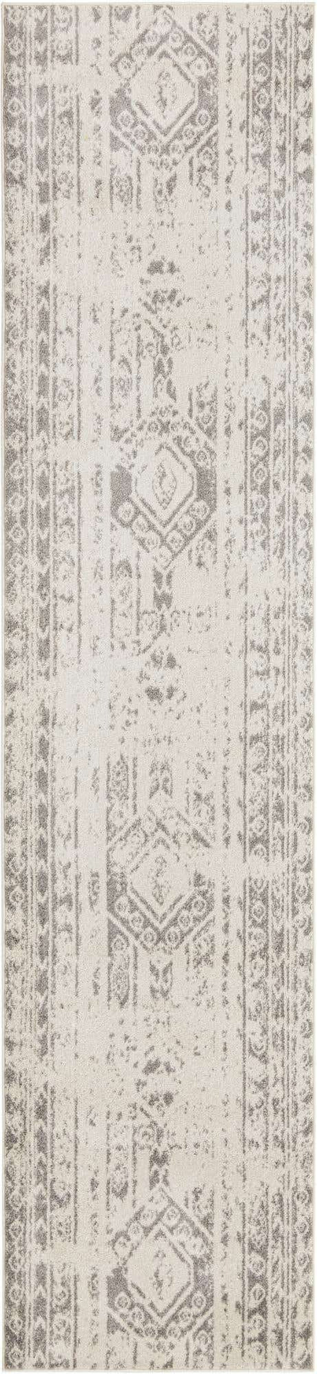 Ivory and Gray 3' 3 x 14' 1 Lennon Runner Area Rug 100% Polypropylene Vintage Distressed Look Modern Contemporary Carpet for Home Decor for Sale at Rug Engine