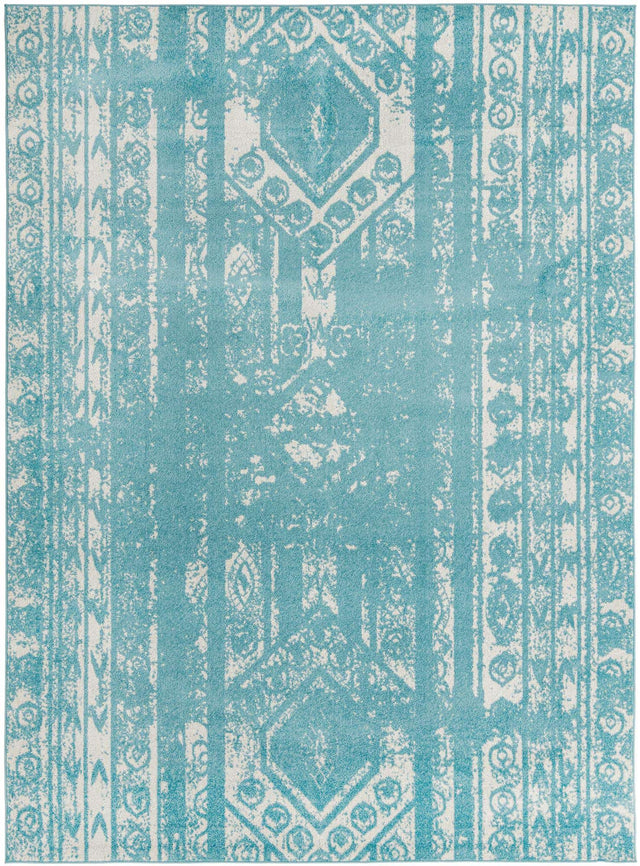 Light Blue 10' x 13' 1 Lennon Rectangle Area Rug 100% Polypropylene Vintage Distressed Look Modern Contemporary Carpet for Home Decor for Sale at Rug Engine