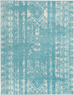 Light Blue 7' 10 x 10' Lennon Rectangle Area Rug 100% Polypropylene Vintage Distressed Look Modern Contemporary Carpet for Home Decor for Sale at Rug Engine