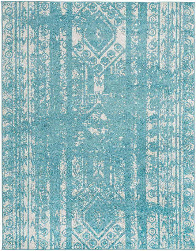Light Blue 7' 10 x 10' Lennon Rectangle Area Rug 100% Polypropylene Vintage Distressed Look Modern Contemporary Carpet for Home Decor for Sale at Rug Engine