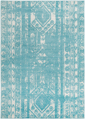 Light Blue 7' 1 x 10' Lennon Rectangle Area Rug 100% Polypropylene Vintage Distressed Look Modern Contemporary Carpet for Home Decor for Sale at Rug Engine