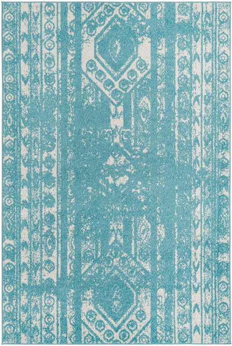 Light Blue 6' 1 x 9' Lennon Rectangle Area Rug 100% Polypropylene Vintage Distressed Look Modern Contemporary Carpet for Home Decor for Sale at Rug Engine