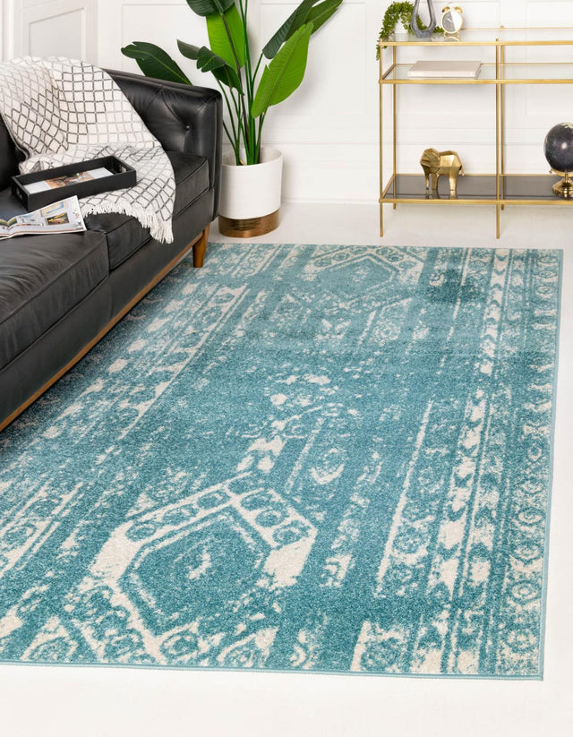 Light Blue 6' 1 x 9' Lennon Rectangle Area Rug 100% Polypropylene Vintage Distressed Look Modern Contemporary Carpet for Home Decor for Sale at Rug Engine