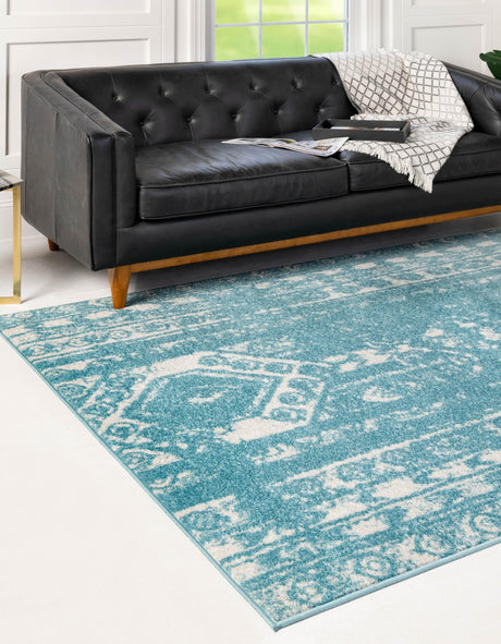 Light Blue 4' 1 x 6' 1 Lennon Rectangle Area Rug 100% Polypropylene Vintage Distressed Look Modern Contemporary Carpet for Home Decor for Sale at Rug Engine
