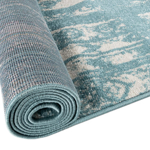 Light Blue 5' 3 x 8' Lennon Rectangle Area Rug 100% Polypropylene Vintage Distressed Look Modern Contemporary Carpet for Home Decor for Sale at Rug Engine