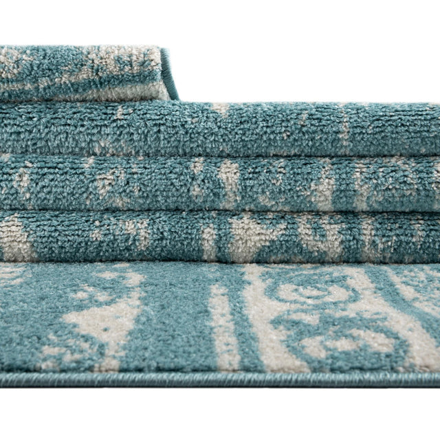 Light Blue 5' 3 x 8' Lennon Rectangle Area Rug 100% Polypropylene Vintage Distressed Look Modern Contemporary Carpet for Home Decor for Sale at Rug Engine