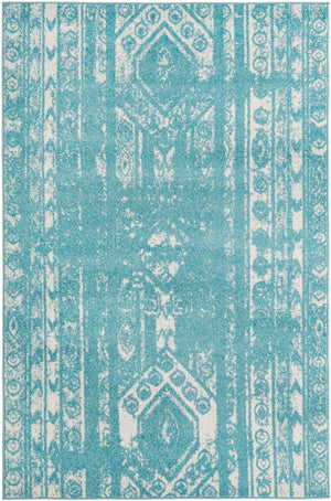 Light Blue 5' 3 x 8' Lennon Rectangle Area Rug 100% Polypropylene Vintage Distressed Look Modern Contemporary Carpet for Home Decor for Sale at Rug Engine