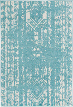 Light Blue 4' 1 x 6' 1 Lennon Rectangle Area Rug 100% Polypropylene Vintage Distressed Look Modern Contemporary Carpet for Home Decor for Sale at Rug Engine