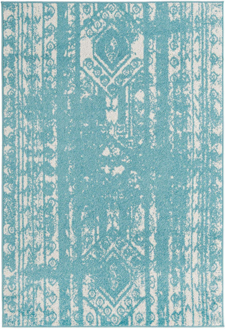 Light Blue 4' 1 x 6' 1 Lennon Rectangle Area Rug 100% Polypropylene Vintage Distressed Look Modern Contemporary Carpet for Home Decor for Sale at Rug Engine