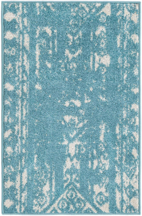 Light Blue 2' x 3' 1 Lennon Rectangle Area Rug 100% Polypropylene Vintage Distressed Look Modern Contemporary Carpet for Home Decor for Sale at Rug Engine