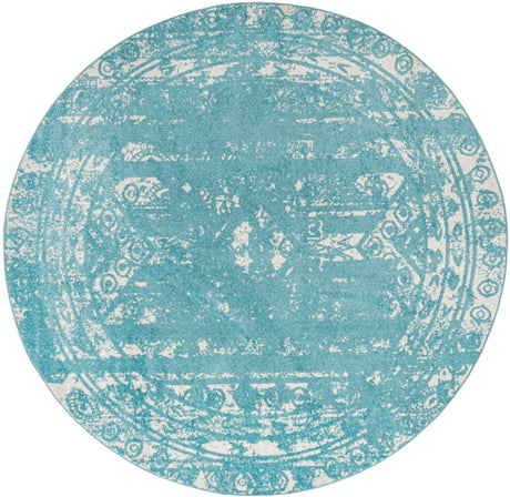 Light Blue 10' x 10' Lennon Round Area Rug 100% Polypropylene Vintage Distressed Look Modern Contemporary Carpet for Home Decor for Sale at Rug Engine