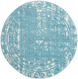 Light Blue 6' 1 x 6' 1 Lennon Round Area Rug 100% Polypropylene Vintage Distressed Look Modern Contemporary Carpet for Home Decor for Sale at Rug Engine