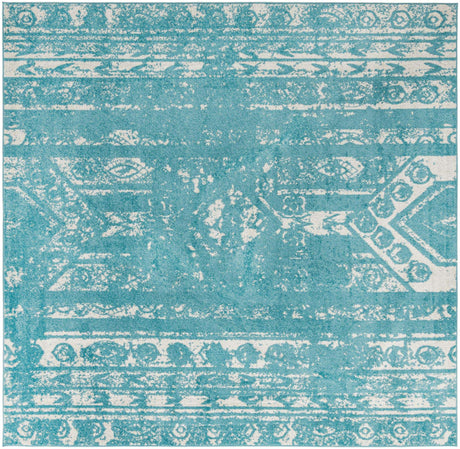 Light Blue 10' x 10' Lennon Square Area Rug 100% Polypropylene Vintage Distressed Look Modern Contemporary Carpet for Home Decor for Sale at Rug Engine