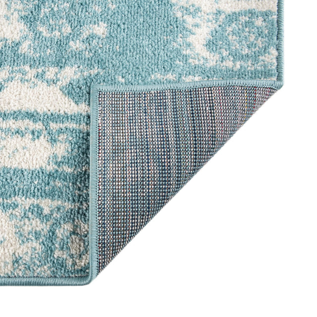 Light Blue 5' 3 x 5' 3 Lennon Square Area Rug 100% Polypropylene Vintage Distressed Look Modern Contemporary Carpet for Home Decor for Sale at Rug Engine
