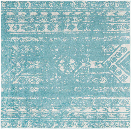 Light Blue 7' 1 x 7' 1 Lennon Square Area Rug 100% Polypropylene Vintage Distressed Look Modern Contemporary Carpet for Home Decor for Sale at Rug Engine