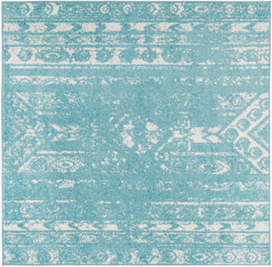 Light Blue 5' 3 x 5' 3 Lennon Square Area Rug 100% Polypropylene Vintage Distressed Look Modern Contemporary Carpet for Home Decor for Sale at Rug Engine