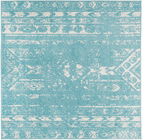 Light Blue 5' 3 x 5' 3 Lennon Square Area Rug 100% Polypropylene Vintage Distressed Look Modern Contemporary Carpet for Home Decor for Sale at Rug Engine