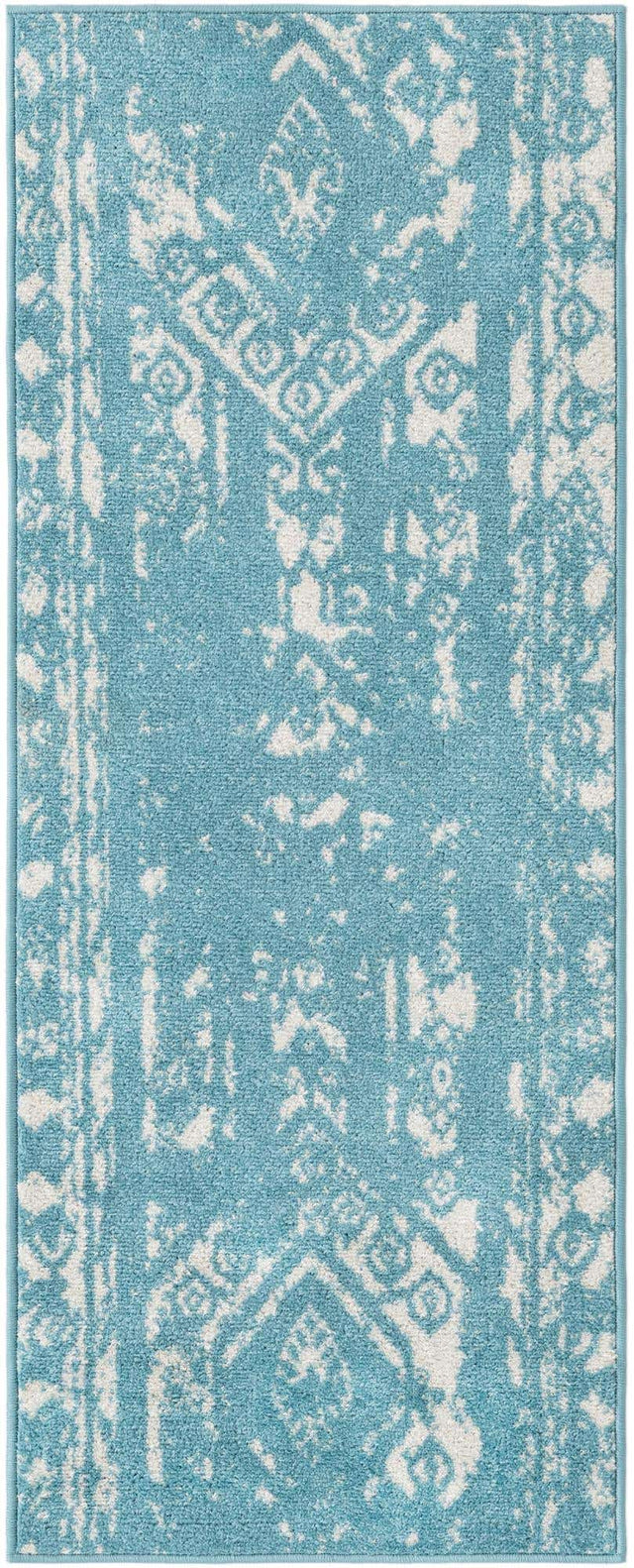 Light Blue 2' x 5' 3 Lennon Runner Area Rug 100% Polypropylene Vintage Distressed Look Modern Contemporary Carpet for Home Decor for Sale at Rug Engine