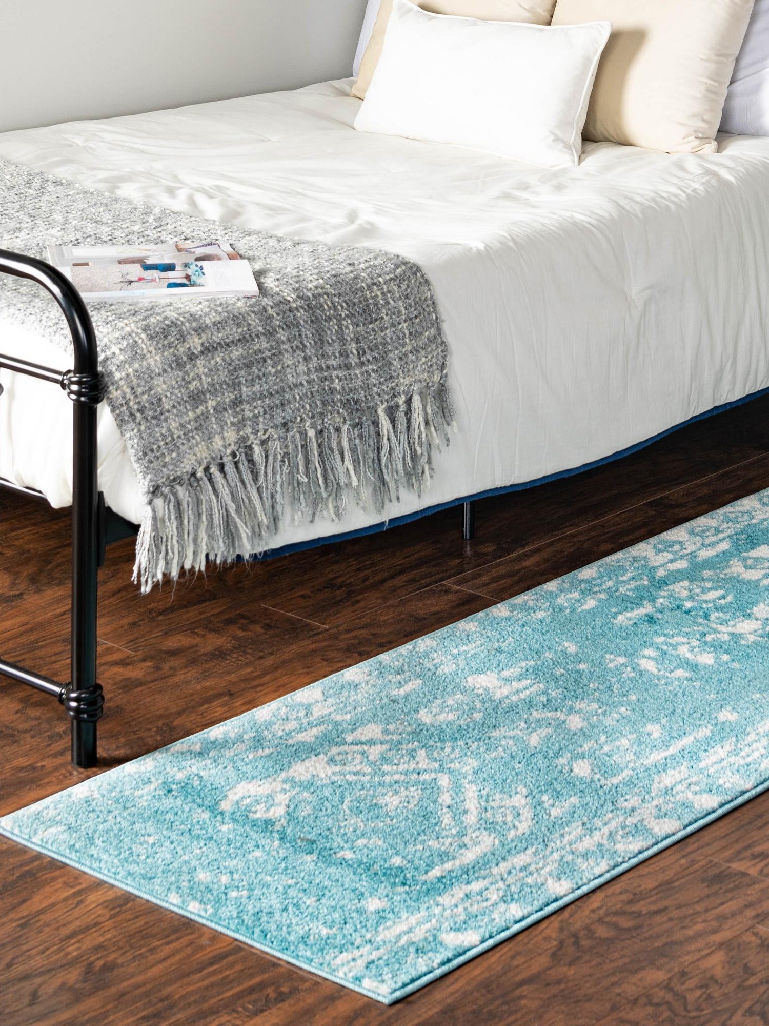 Light Blue 2' x 8' Lennon Runner Area Rug 100% Polypropylene Vintage Distressed Look Modern Contemporary Carpet for Home Decor for Sale at Rug Engine