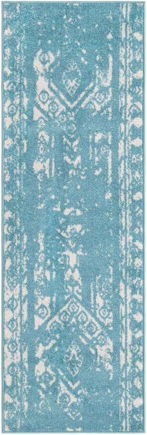 Light Blue 2' x 6' 1 Lennon Runner Area Rug 100% Polypropylene Vintage Distressed Look Modern Contemporary Carpet for Home Decor for Sale at Rug Engine