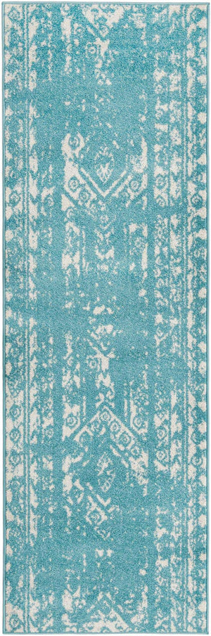 Light Blue 2' x 8' Lennon Runner Area Rug 100% Polypropylene Vintage Distressed Look Modern Contemporary Carpet for Home Decor for Sale at Rug Engine