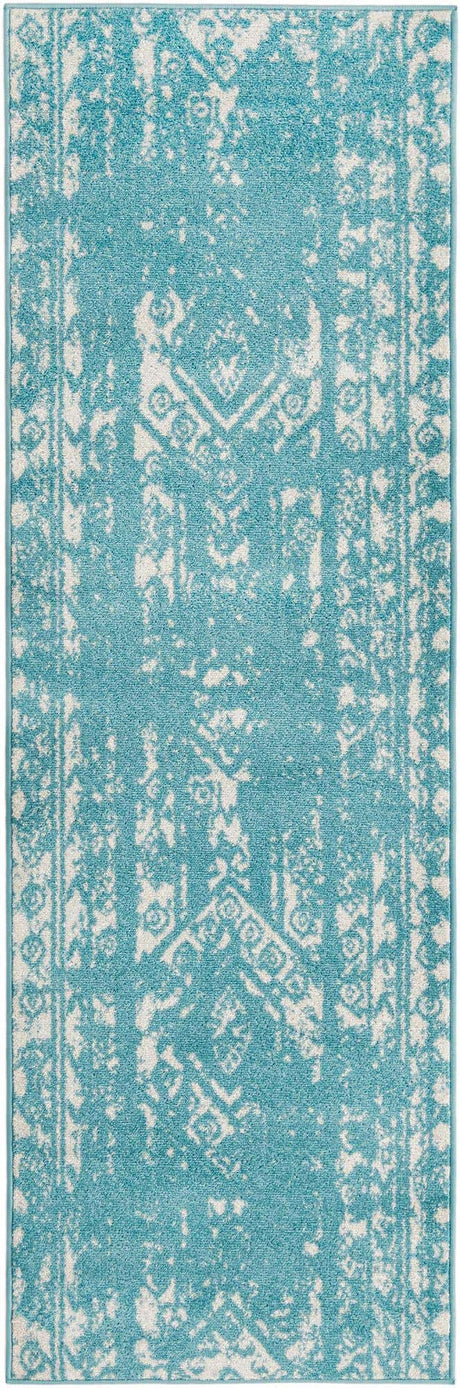 Light Blue 2' x 8' Lennon Runner Area Rug 100% Polypropylene Vintage Distressed Look Modern Contemporary Carpet for Home Decor for Sale at Rug Engine