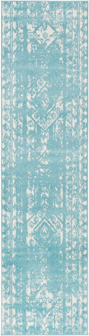 Light Blue 2' 7 x 10' Lennon Runner Area Rug 100% Polypropylene Vintage Distressed Look Modern Contemporary Carpet for Home Decor for Sale at Rug Engine