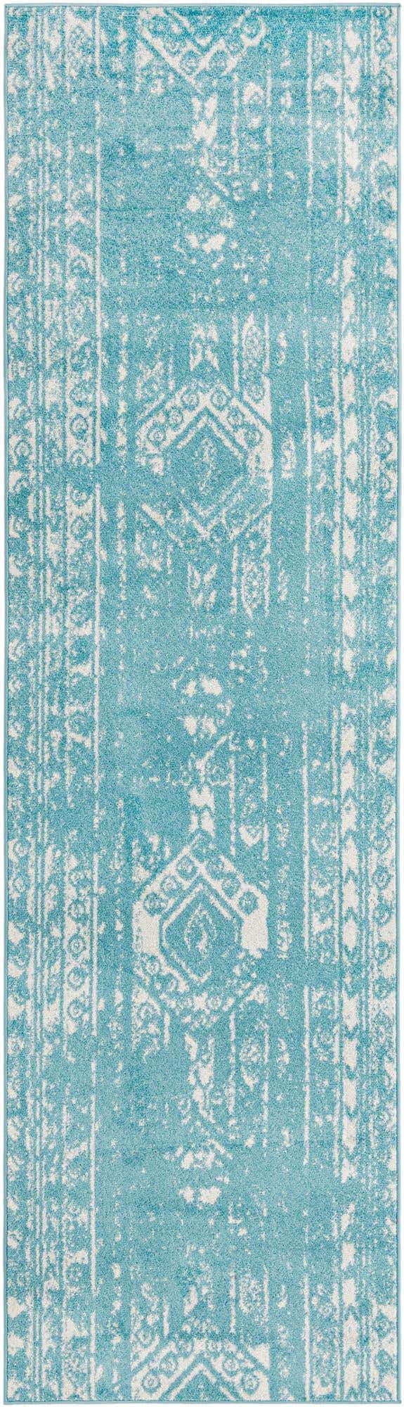 Light Blue 3' 3 x 12' Lennon Runner Area Rug 100% Polypropylene Vintage Distressed Look Modern Contemporary Carpet for Home Decor for Sale at Rug Engine