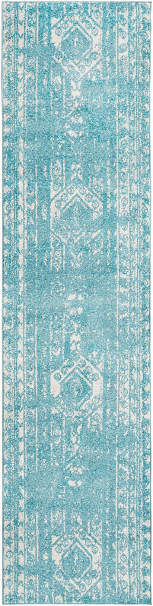 Light Blue 3' 3 x 14' 1 Lennon Runner Area Rug 100% Polypropylene Vintage Distressed Look Modern Contemporary Carpet for Home Decor for Sale at Rug Engine