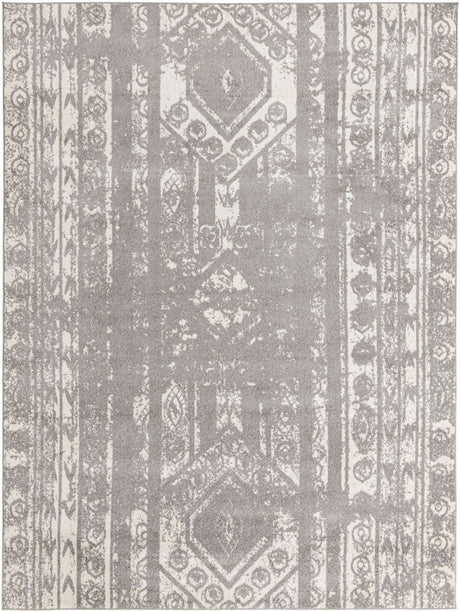 Gray and Ivory 10' x 13' 1 Lennon Rectangle Area Rug 100% Polypropylene Vintage Distressed Look Modern Contemporary Carpet for Home Decor for Sale at Rug Engine