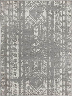 Gray and Ivory 9' x 12' Lennon Rectangle Area Rug 100% Polypropylene Vintage Distressed Look Modern Contemporary Carpet for Home Decor for Sale at Rug Engine