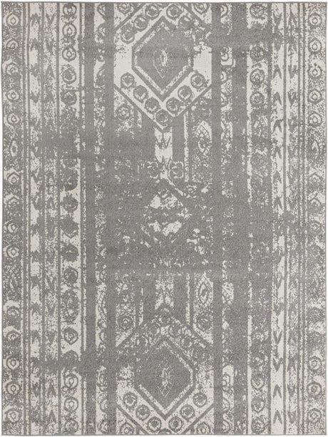 Gray and Ivory 9' x 12' Lennon Rectangle Area Rug 100% Polypropylene Vintage Distressed Look Modern Contemporary Carpet for Home Decor for Sale at Rug Engine