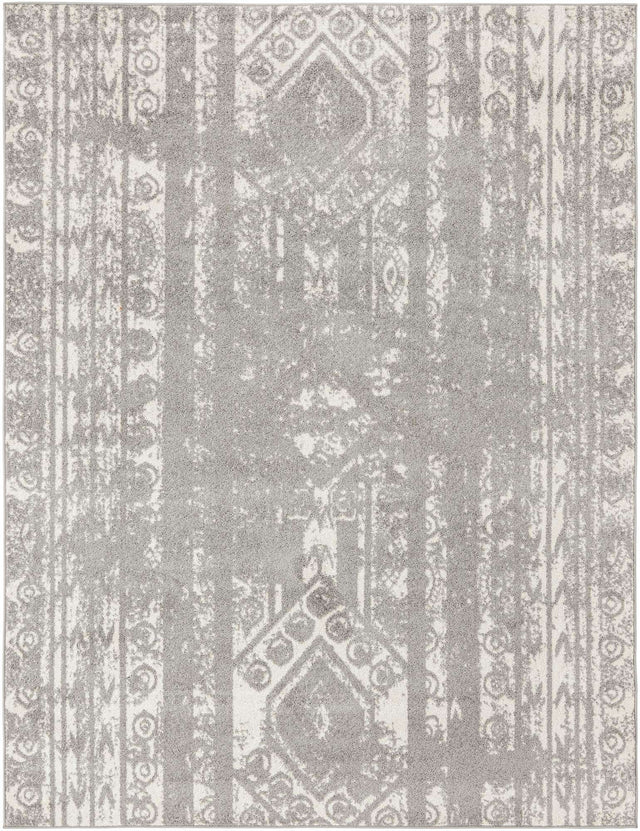 Gray and Ivory 7' 10 x 10' Lennon Rectangle Area Rug 100% Polypropylene Vintage Distressed Look Modern Contemporary Carpet for Home Decor for Sale at Rug Engine