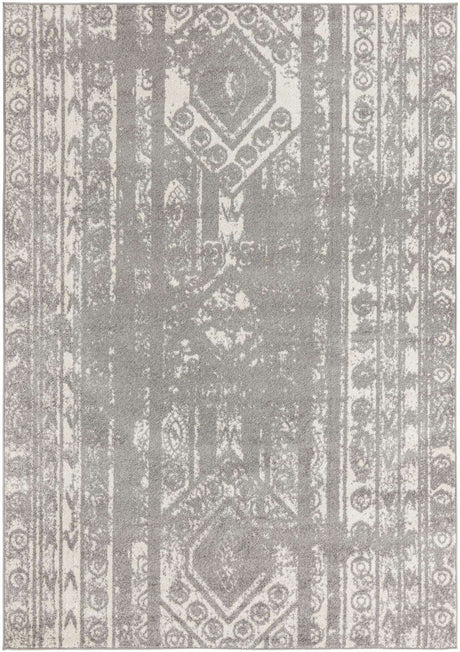 Gray and Ivory 7' 1 x 10' Lennon Rectangle Area Rug 100% Polypropylene Vintage Distressed Look Modern Contemporary Carpet for Home Decor for Sale at Rug Engine