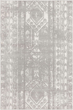 Gray and Ivory 6' 1 x 9' Lennon Rectangle Area Rug 100% Polypropylene Vintage Distressed Look Modern Contemporary Carpet for Home Decor for Sale at Rug Engine