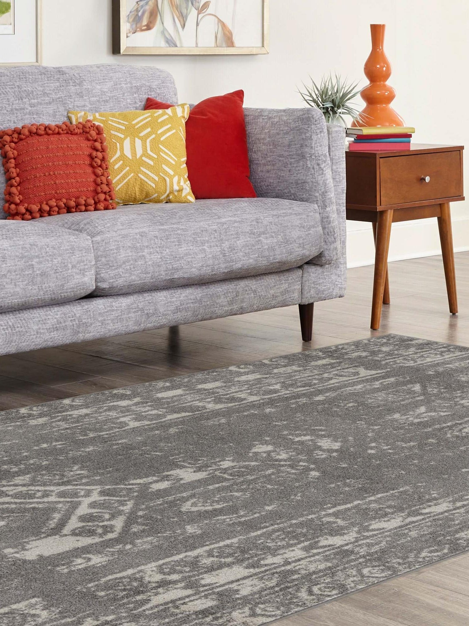 Gray and Ivory 9' x 12' Lennon Rectangle Area Rug 100% Polypropylene Vintage Distressed Look Modern Contemporary Carpet for Home Decor for Sale at Rug Engine
