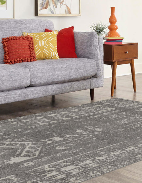 Gray and Ivory 7' 10 x 10' Lennon Rectangle Area Rug 100% Polypropylene Vintage Distressed Look Modern Contemporary Carpet for Home Decor for Sale at Rug Engine