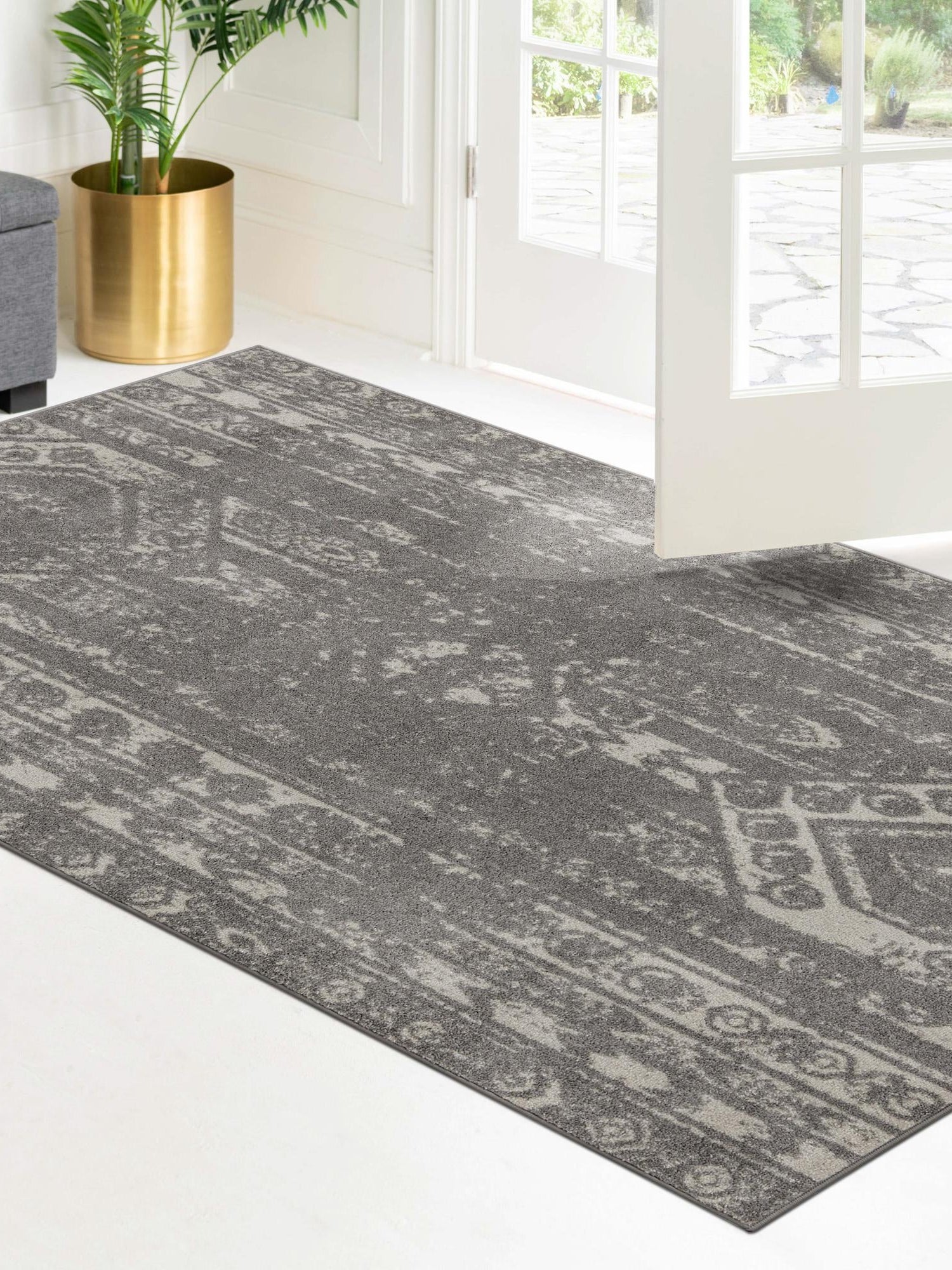 Gray and Ivory 10' x 13' 1 Lennon Rectangle Area Rug 100% Polypropylene Vintage Distressed Look Modern Contemporary Carpet for Home Decor for Sale at Rug Engine