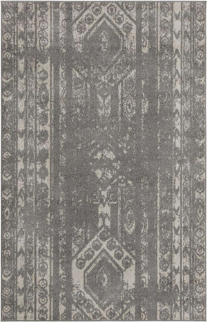 Gray and Ivory 5' 3 x 8' Lennon Rectangle Area Rug 100% Polypropylene Vintage Distressed Look Modern Contemporary Carpet for Home Decor for Sale at Rug Engine