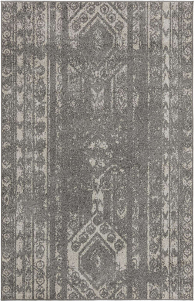 Gray and Ivory 5' 3 x 8' Lennon Rectangle Area Rug 100% Polypropylene Vintage Distressed Look Modern Contemporary Carpet for Home Decor for Sale at Rug Engine