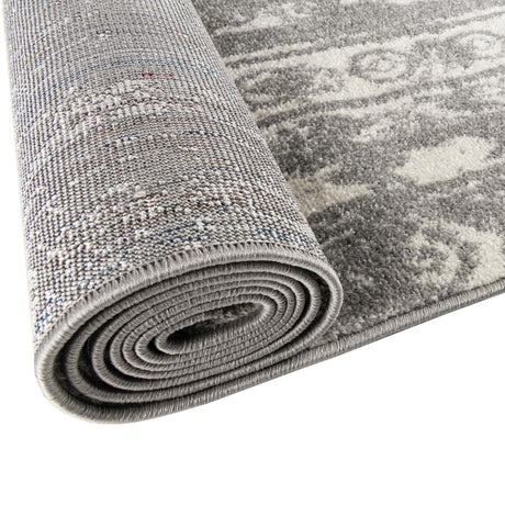 Gray and Ivory 5' 3 x 5' 3 Lennon Square Area Rug 100% Polypropylene Vintage Distressed Look Modern Contemporary Carpet for Home Decor for Sale at Rug Engine