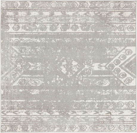 Gray and Ivory 7' 1 x 7' 1 Lennon Square Area Rug 100% Polypropylene Vintage Distressed Look Modern Contemporary Carpet for Home Decor for Sale at Rug Engine