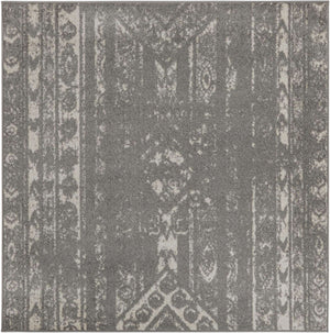 Gray and Ivory 5' 3 x 5' 3 Lennon Square Area Rug 100% Polypropylene Vintage Distressed Look Modern Contemporary Carpet for Home Decor for Sale at Rug Engine