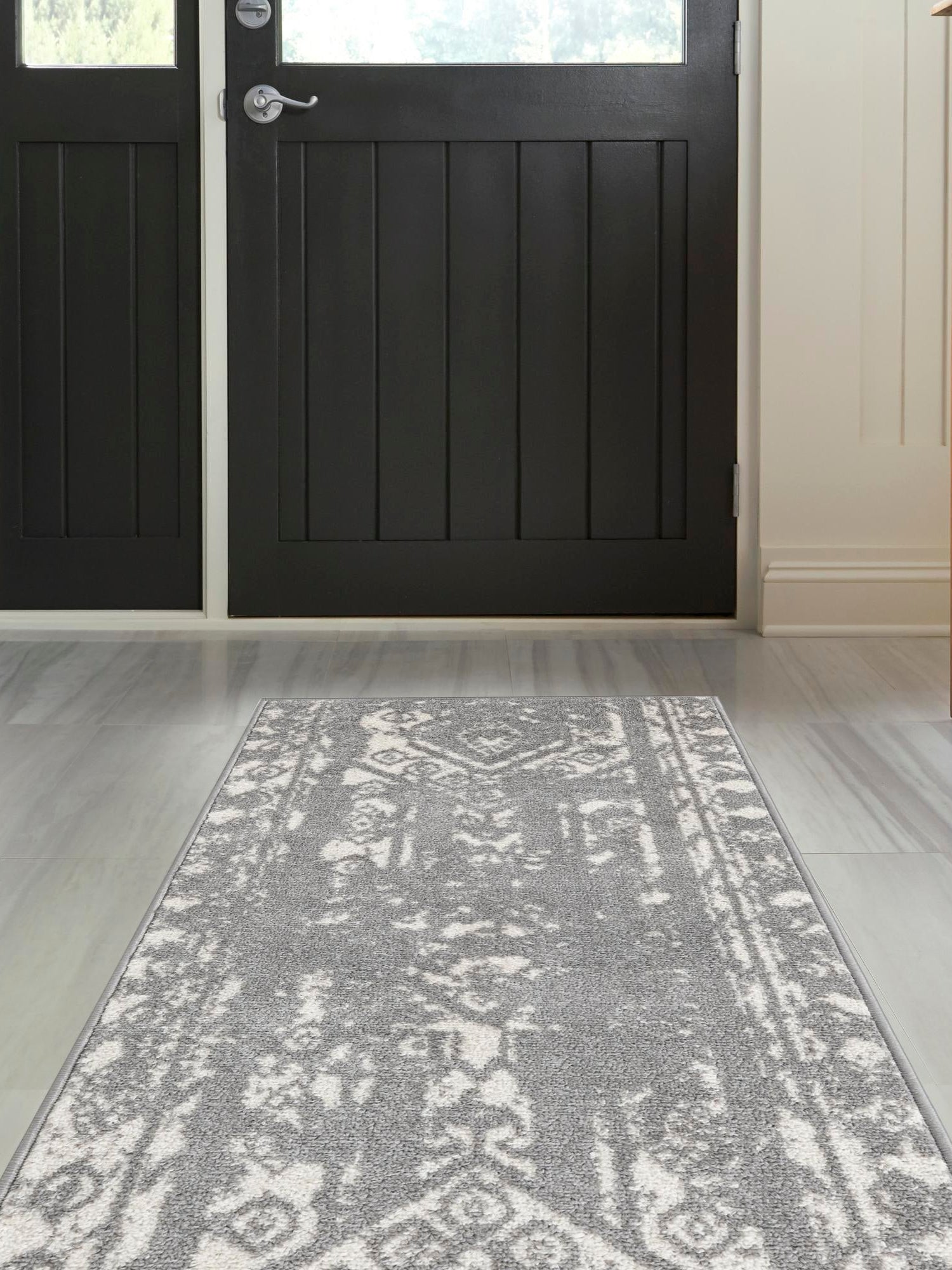 Gray and Ivory 2' 7 x 10' Lennon Runner Area Rug 100% Polypropylene Vintage Distressed Look Modern Contemporary Carpet for Home Decor for Sale at Rug Engine