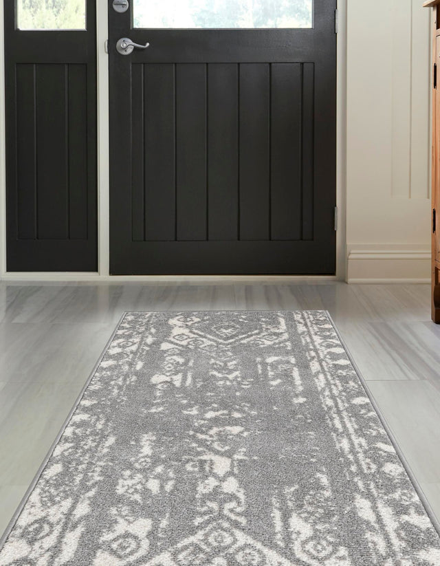 Gray and Ivory 2' 7 x 10' Lennon Runner Area Rug 100% Polypropylene Vintage Distressed Look Modern Contemporary Carpet for Home Decor for Sale at Rug Engine