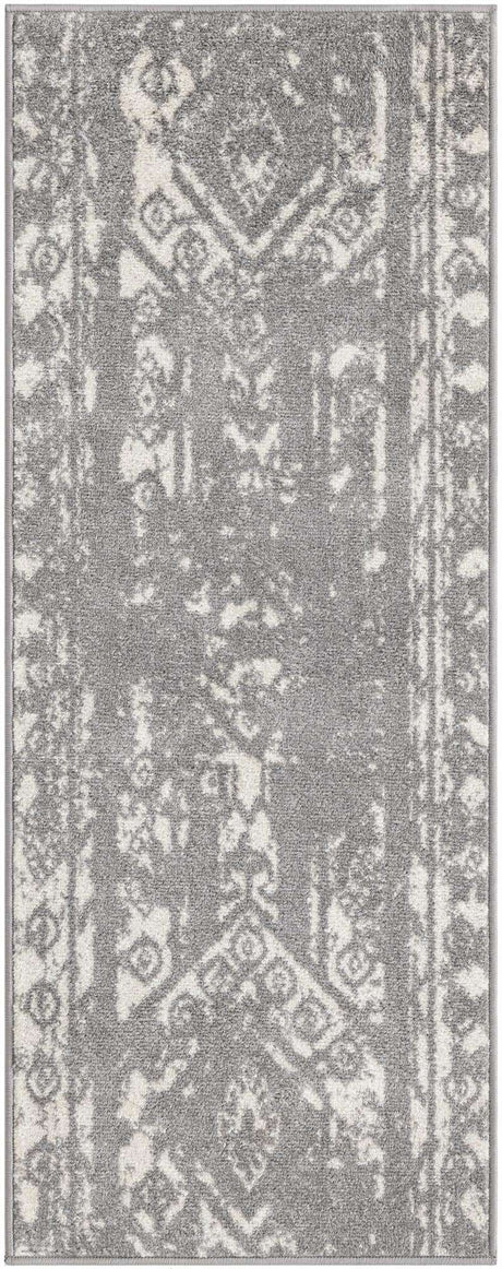 Gray and Ivory 2' x 5' 3 Lennon Runner Area Rug 100% Polypropylene Vintage Distressed Look Modern Contemporary Carpet for Home Decor for Sale at Rug Engine