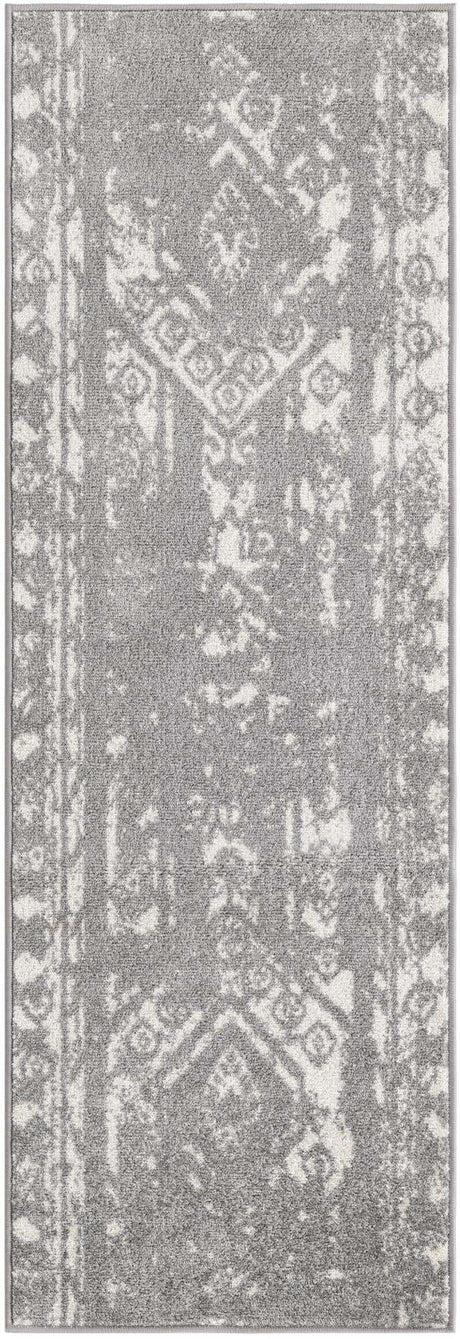 Gray and Ivory 2' x 6' 1 Lennon Runner Area Rug 100% Polypropylene Vintage Distressed Look Modern Contemporary Carpet for Home Decor for Sale at Rug Engine